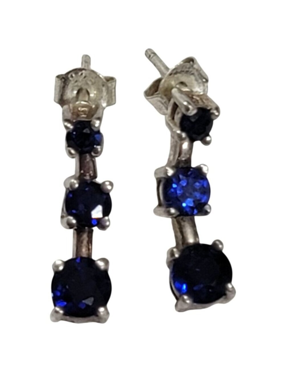 Sterling Silver Sapphire Drop Earrings